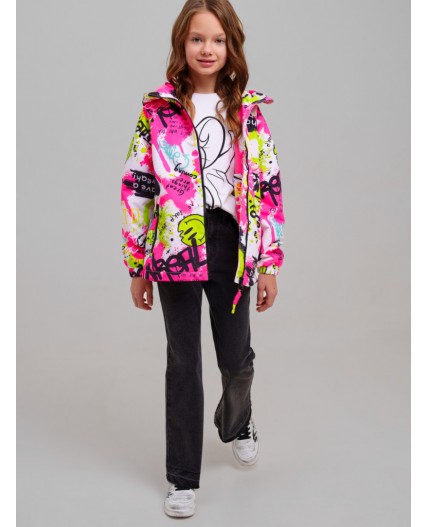 Куртка текстильная с полиуретановым покрытием для девочек (ветровка) разноцветный