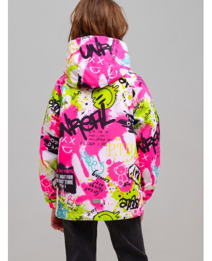 Куртка текстильная с полиуретановым покрытием для девочек (ветровка) разноцветный