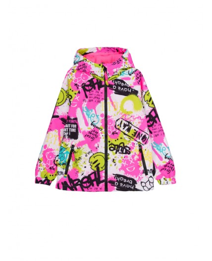 Куртка текстильная с полиуретановым покрытием для девочек (ветровка) разноцветный