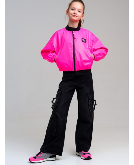 Куртка кожаная для девочек фуксия