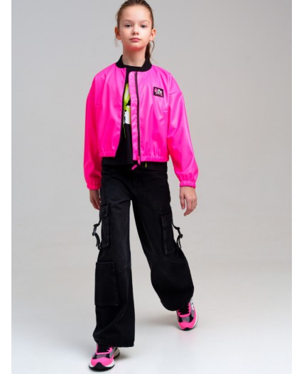 Куртка кожаная для девочек фуксия
