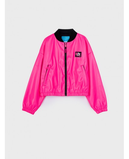 Куртка кожаная для девочек фуксия