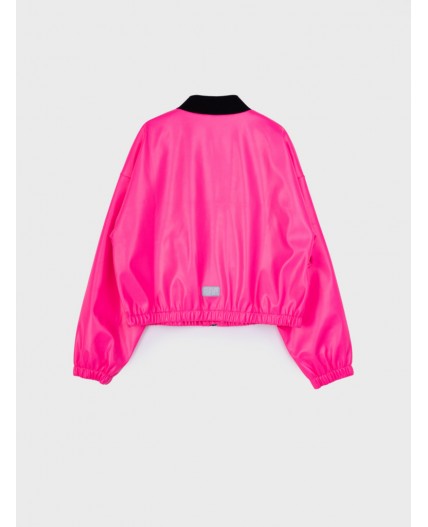 Куртка кожаная для девочек фуксия