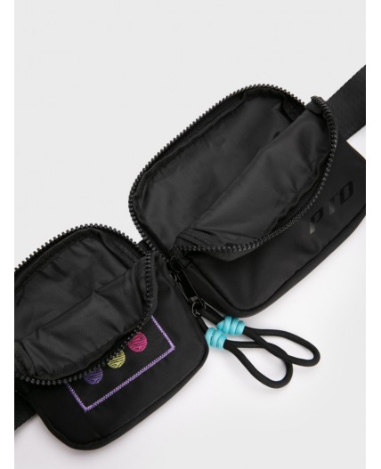 Сумка поясная для девочек черный,голубой