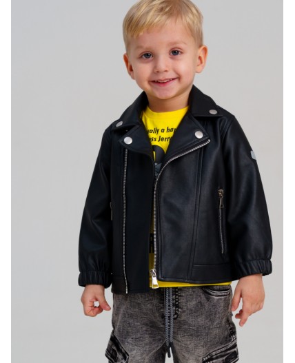 Куртка детская кожаная для мальчиков черный