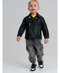 Куртка детская кожаная для мальчиков черный