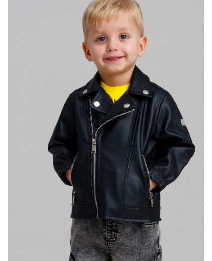 Куртка детская кожаная для мальчиков черный