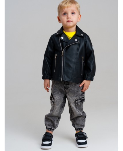 Куртка детская кожаная для мальчиков черный