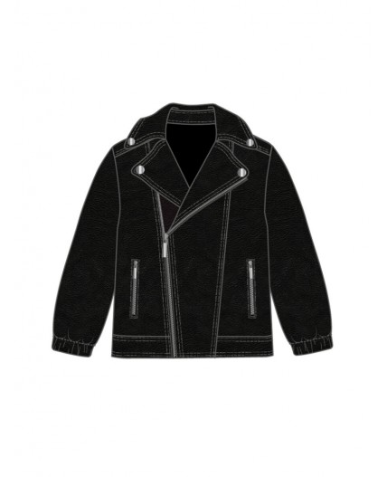 Куртка детская кожаная для мальчиков черный