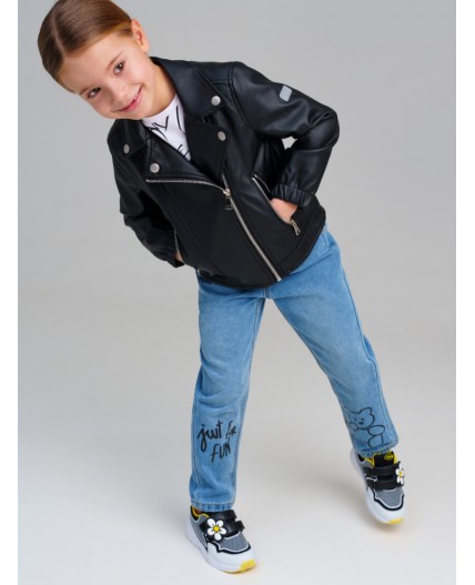 Куртка кожаная для девочек черный