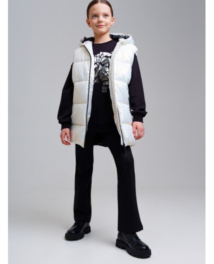 Жилет текстильный с полиуретановым покрытием для девочек молочный