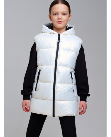 Жилет текстильный с полиуретановым покрытием для девочек молочный