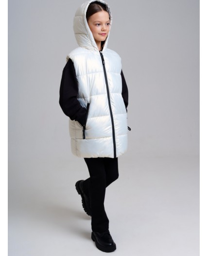 Жилет текстильный с полиуретановым покрытием для девочек молочный