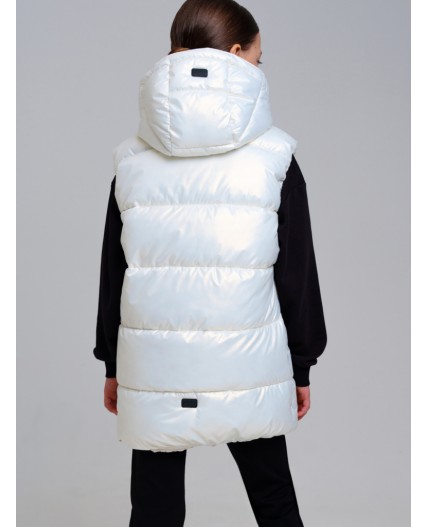 Жилет текстильный с полиуретановым покрытием для девочек молочный