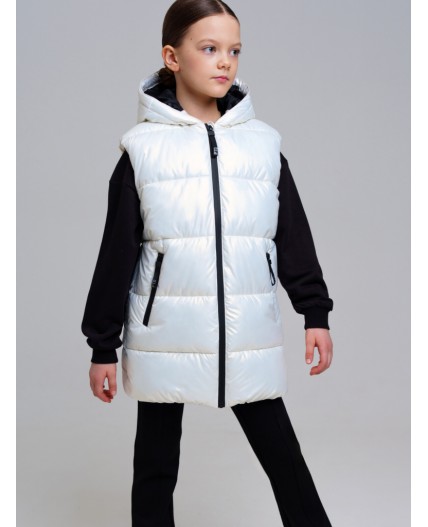 Жилет текстильный с полиуретановым покрытием для девочек молочный