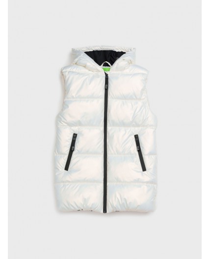 Жилет текстильный с полиуретановым покрытием для девочек молочный