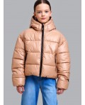 Куртка текстильная с полиуретановым покрытием для девочек темно-бежевый