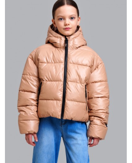Куртка текстильная с полиуретановым покрытием для девочек темно-бежевый