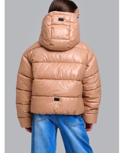 Куртка текстильная с полиуретановым покрытием для девочек темно-бежевый