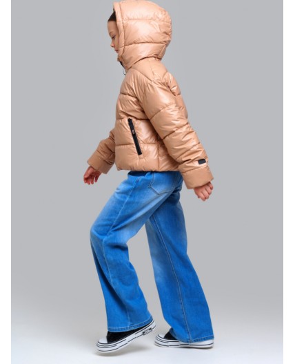 Куртка текстильная с полиуретановым покрытием для девочек темно-бежевый