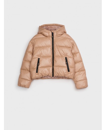 Куртка текстильная с полиуретановым покрытием для девочек темно-бежевый