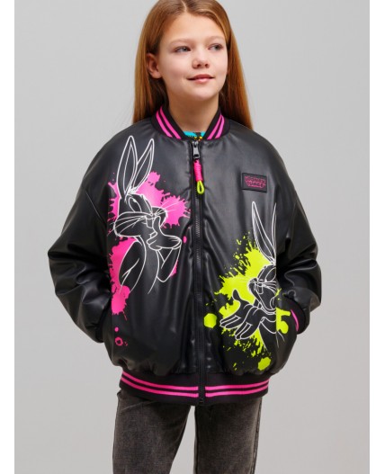 Куртка кожаная для девочек черный,фуксия,светло-зеленый