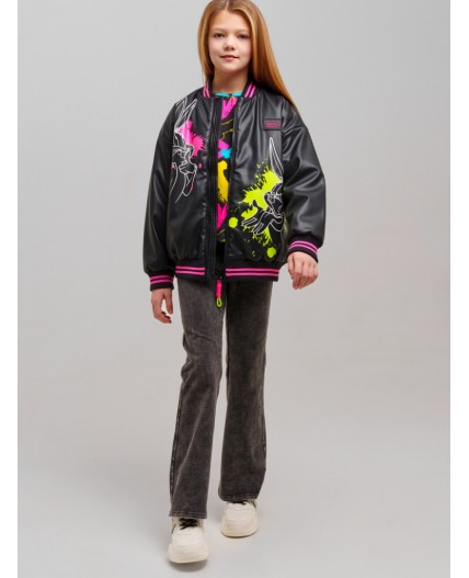 Куртка кожаная для девочек черный,фуксия,светло-зеленый