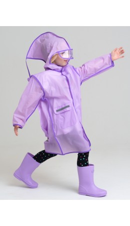 Плащ из полимерного материала для девочек (дождевик) сиреневый