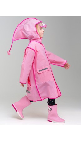 Плащ из полимерного материала для девочек (дождевик) светло-розовый,розовый