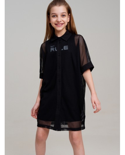 Комплект трикотажный для девочек: платье-футболка, туника черный
