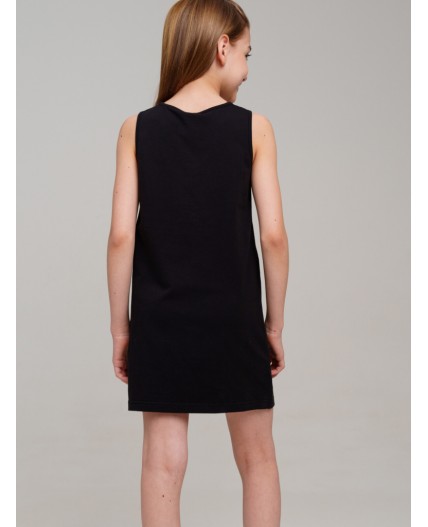 Комплект трикотажный для девочек: платье-футболка, туника черный