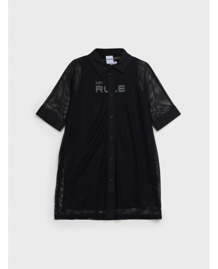 Комплект трикотажный для девочек: платье-футболка, туника черный