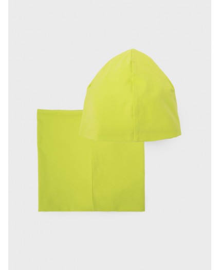 Комплект трикотажный для девочек: шапка, снуд светло-зеленый