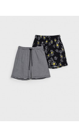 Шорты трикотажные для девочек, 2 шт в комплекте черный,белый