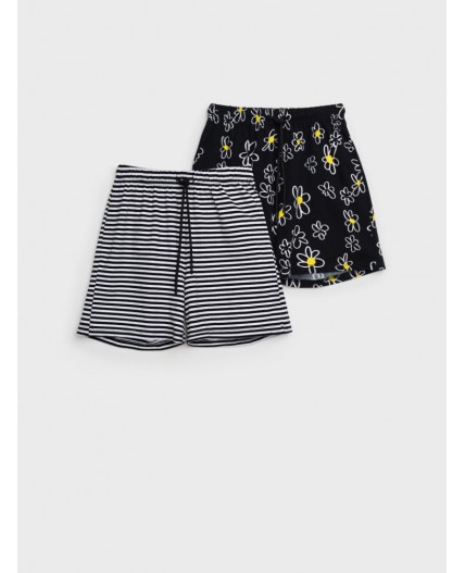 Шорты трикотажные для девочек, 2 шт в комплекте черный,белый