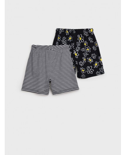 Шорты трикотажные для девочек, 2 шт в комплекте черный,белый