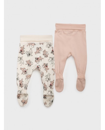Ползунки детские трикотажные для девочек, 2 шт в комплекте молочный,коричневый