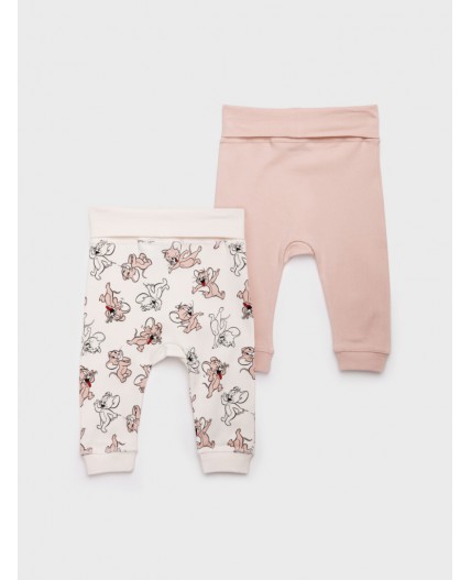 Ползунки детские трикотажные для девочек, 2 шт в комплекте молочный,коричневый