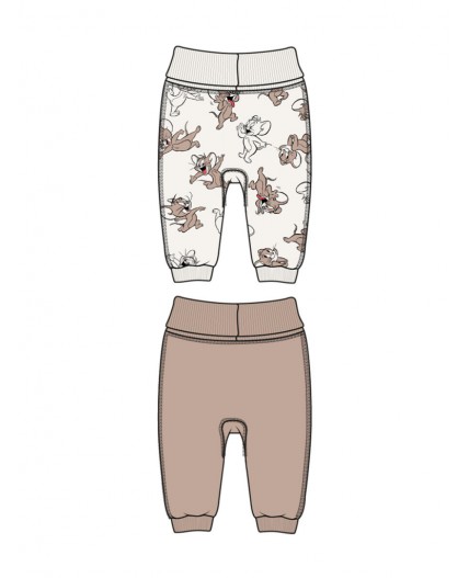 Ползунки детские трикотажные для девочек, 2 шт в комплекте молочный,коричневый