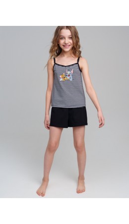 Комплект трикотажный для девочек: майка, шорты белый,черный