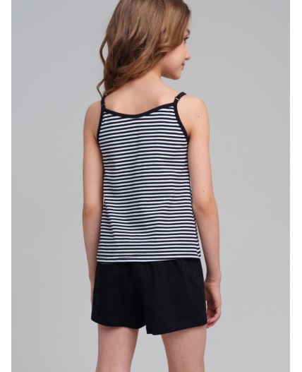 Комплект трикотажный для девочек: майка, шорты белый,черный