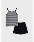 Комплект трикотажный для девочек: майка, шорты белый,черный