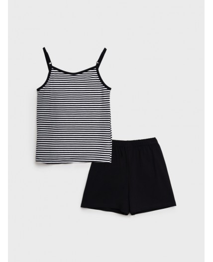 Комплект трикотажный для девочек: майка, шорты белый,черный