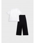 Комплект трикотажный для девочек: фуфайка (футболка), брюки белый,черный