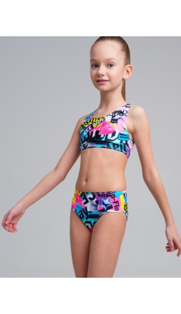 Купальный костюм трикотажный для девочек разноцветный