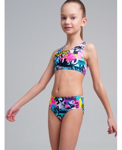 Купальный костюм трикотажный для девочек разноцветный