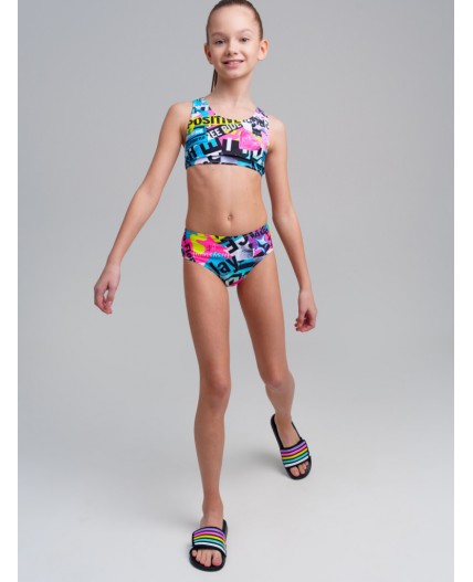 Купальный костюм трикотажный для девочек разноцветный