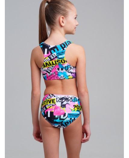 Купальный костюм трикотажный для девочек разноцветный