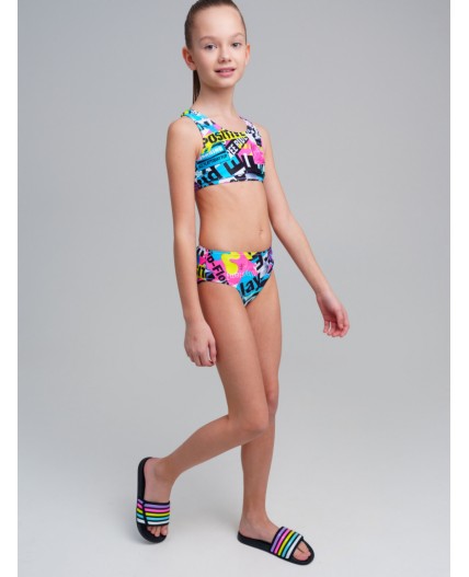Купальный костюм трикотажный для девочек разноцветный