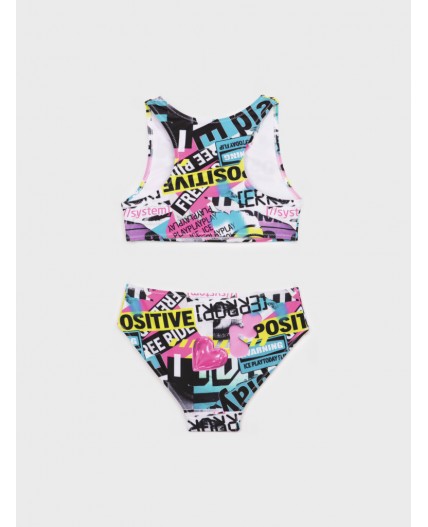 Купальный костюм трикотажный для девочек разноцветный